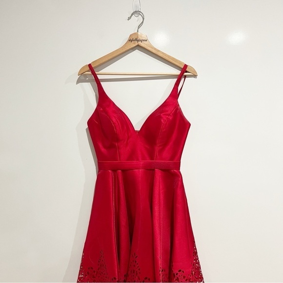 Sherri Hill A-Line Flare Formal Red Dress S50678 - Picture 8 of 13